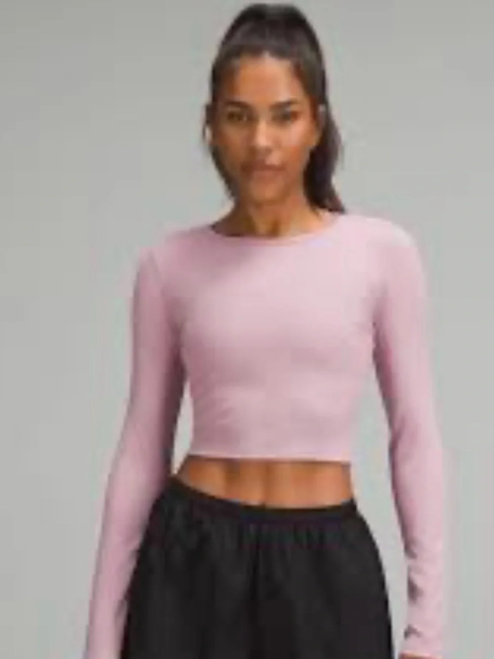 lululemon athletica Cropped Long-Sleeve Crew in Light Pink